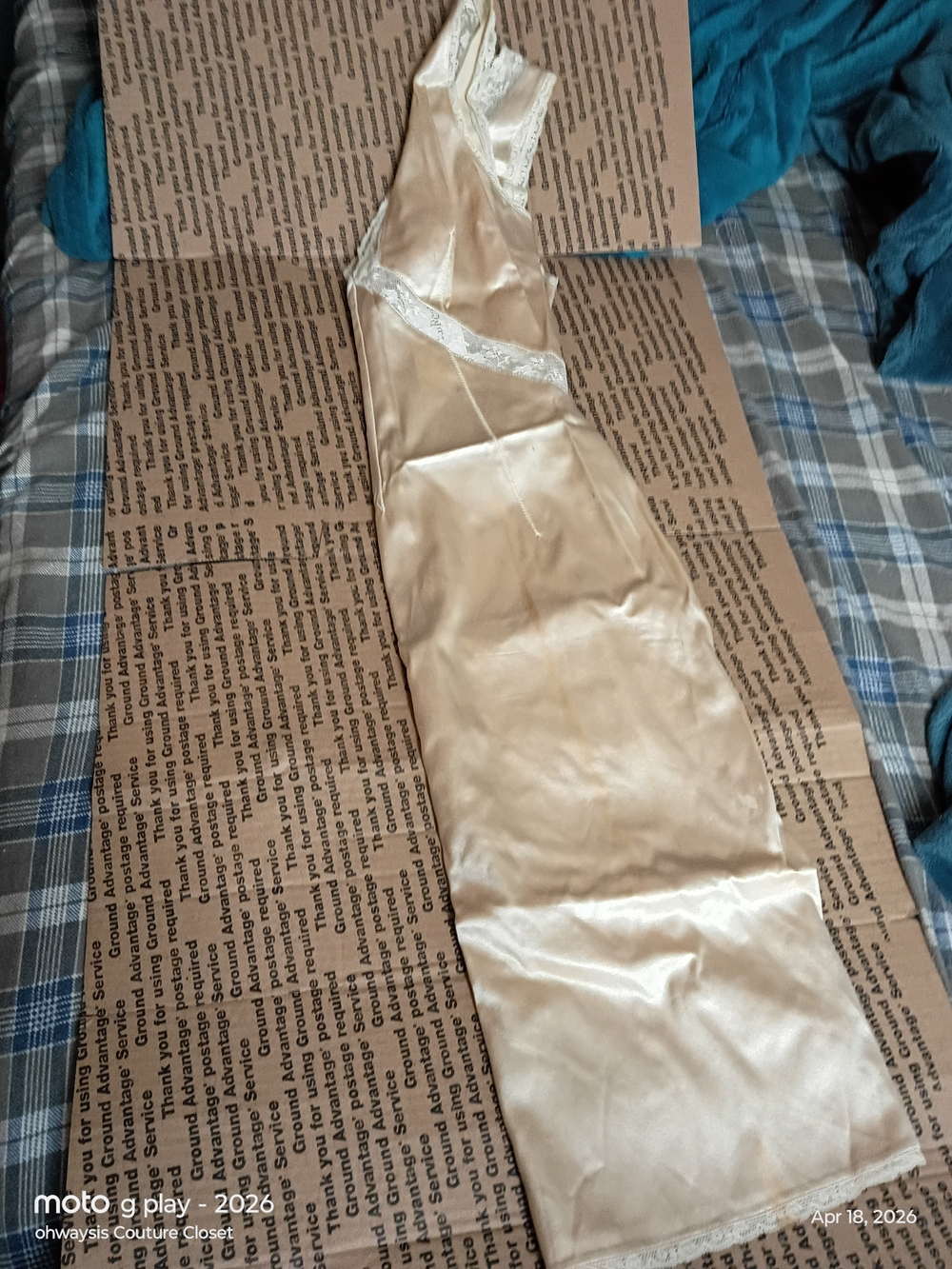 DOLCE & GABBANA Satin Lace-Trim Slip Dress in Champagne - Picture 3 of 7